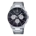 Casio MTP-1374D-1A3 Stainless Steel Black Dial Day-Date Watch
