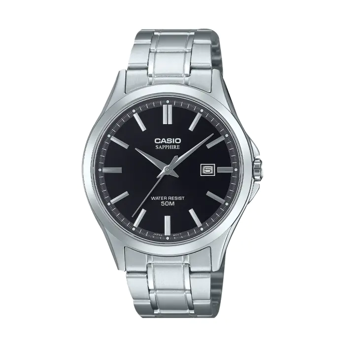 Casio MTS-115D-1A Black Dial Stainless Steel Sapphire Crystal Casio MTS-115D-1A Black Dial Stainless Steel Sapphire Crystal