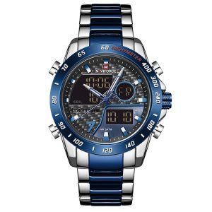 Naviforce NF9171 Dual Time Stainless Steel Blue Dial