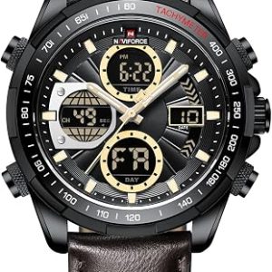 Naviforce NF9197 Quartz Black Leather Business Watch